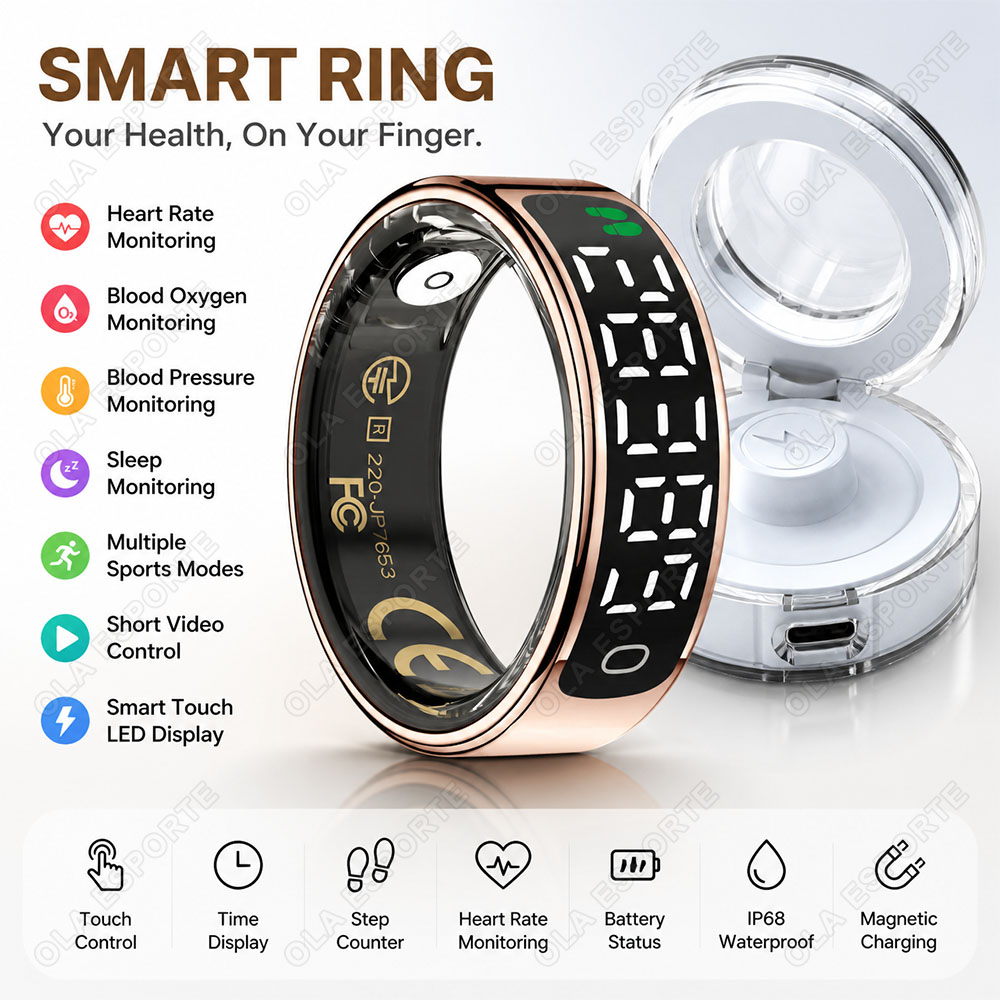 Health Monitors - Smart Ring with Charging Case Heart