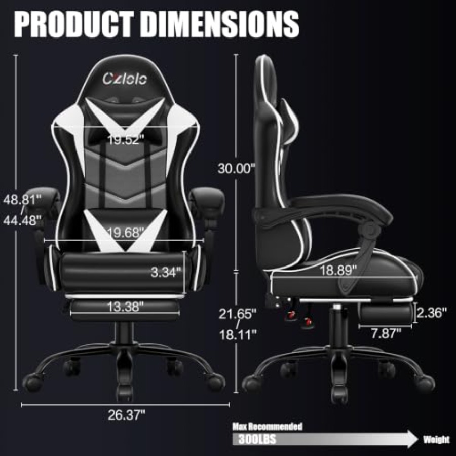 Gaming Chair with Footrest, Ra - Massage review and price